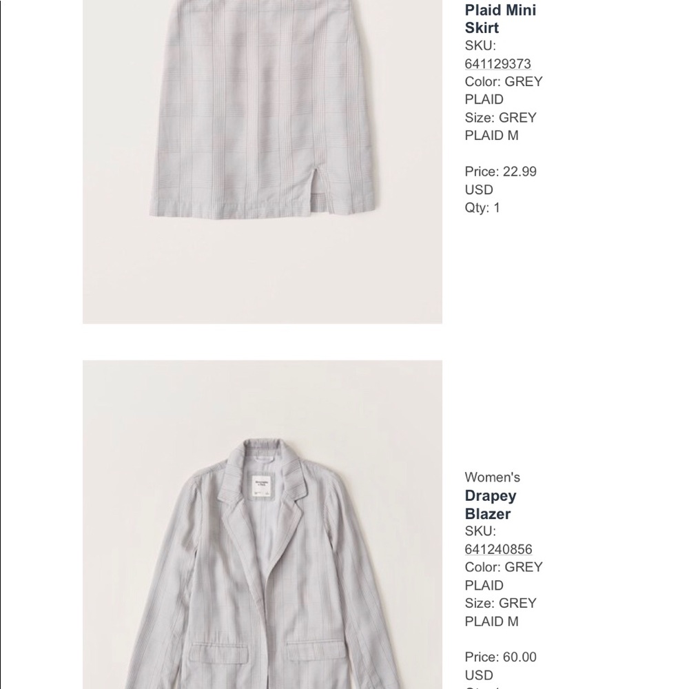 Plaid skirt and blazer - never used